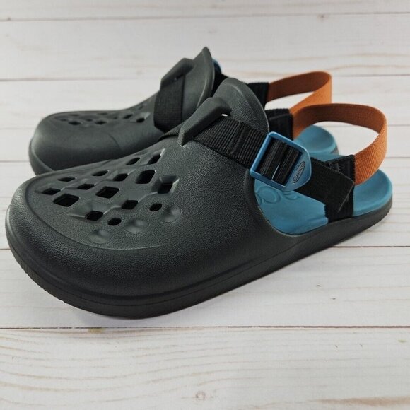Chaco Chillos Clogs Rubber Youth 6 Black Orange Rubber Strapback - Picture 1 of 12